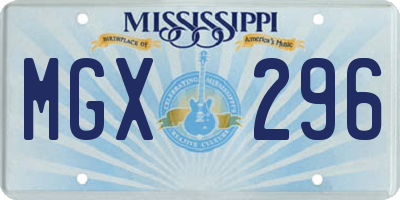MS license plate MGX296