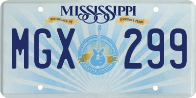 MS license plate MGX299