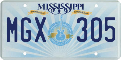 MS license plate MGX305