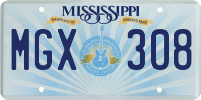 MS license plate MGX308