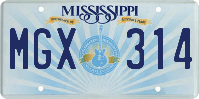MS license plate MGX314