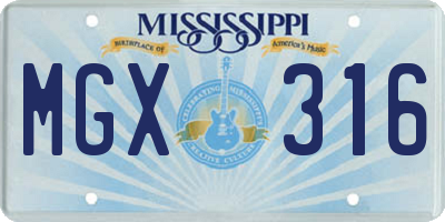 MS license plate MGX316