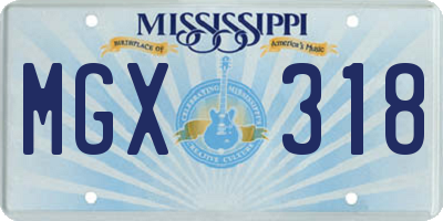 MS license plate MGX318