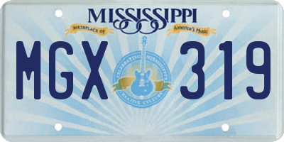 MS license plate MGX319