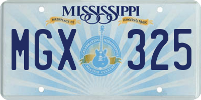MS license plate MGX325