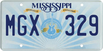 MS license plate MGX329