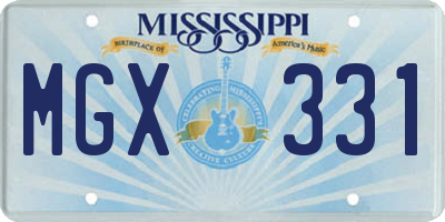 MS license plate MGX331