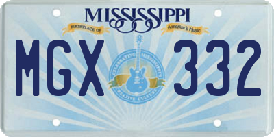 MS license plate MGX332