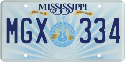 MS license plate MGX334