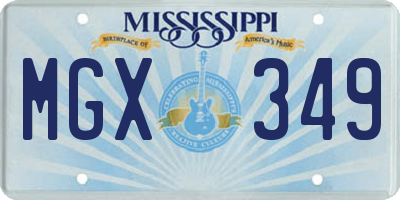 MS license plate MGX349
