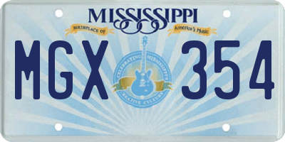 MS license plate MGX354
