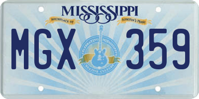 MS license plate MGX359