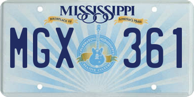 MS license plate MGX361