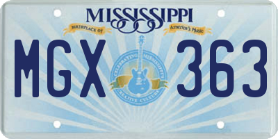 MS license plate MGX363