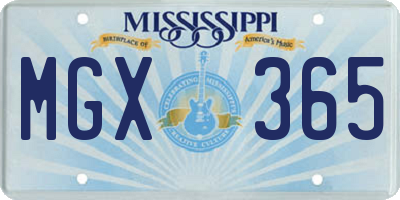 MS license plate MGX365