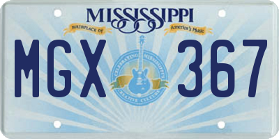 MS license plate MGX367