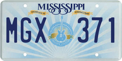 MS license plate MGX371