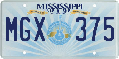 MS license plate MGX375
