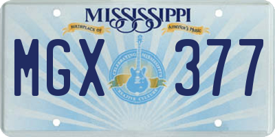 MS license plate MGX377