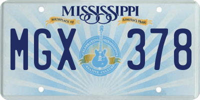 MS license plate MGX378