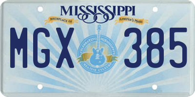 MS license plate MGX385