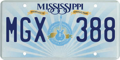 MS license plate MGX388
