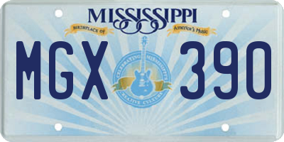 MS license plate MGX390