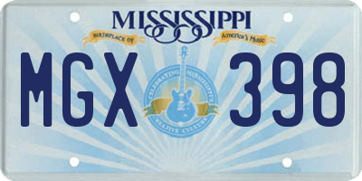 MS license plate MGX398
