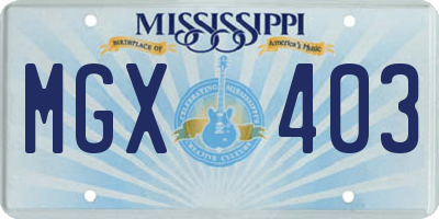 MS license plate MGX403