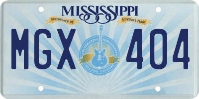 MS license plate MGX404