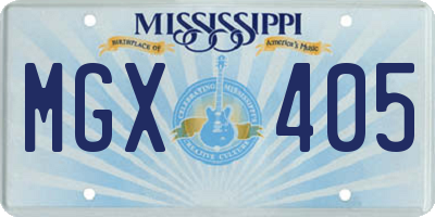 MS license plate MGX405
