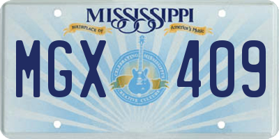 MS license plate MGX409