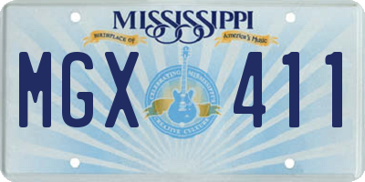 MS license plate MGX411