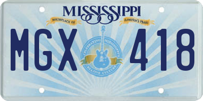 MS license plate MGX418