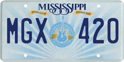 MS license plate MGX420
