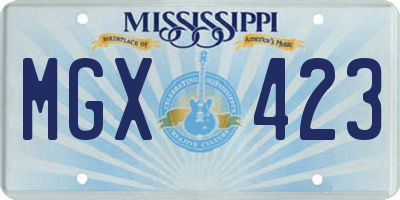 MS license plate MGX423