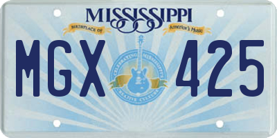 MS license plate MGX425