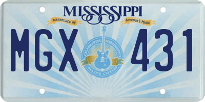MS license plate MGX431