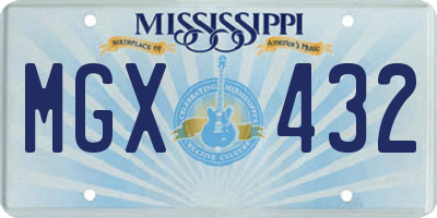 MS license plate MGX432