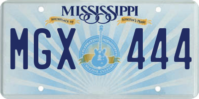 MS license plate MGX444