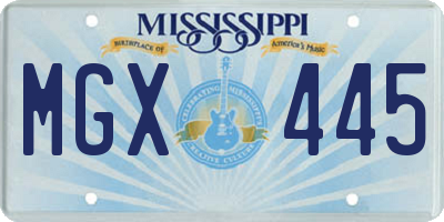 MS license plate MGX445