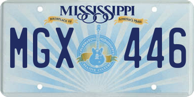 MS license plate MGX446
