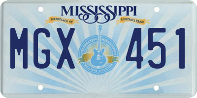 MS license plate MGX451