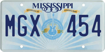 MS license plate MGX454