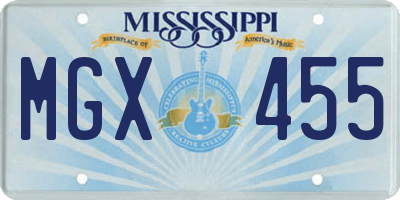 MS license plate MGX455