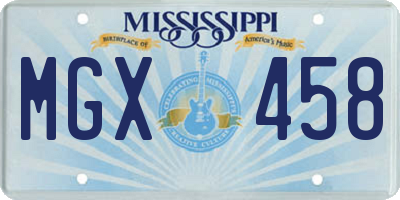 MS license plate MGX458