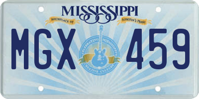 MS license plate MGX459