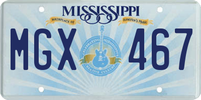 MS license plate MGX467