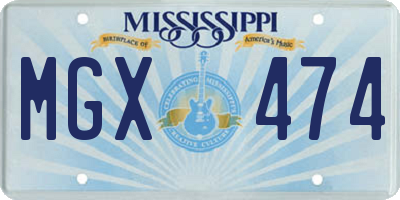 MS license plate MGX474