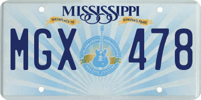 MS license plate MGX478